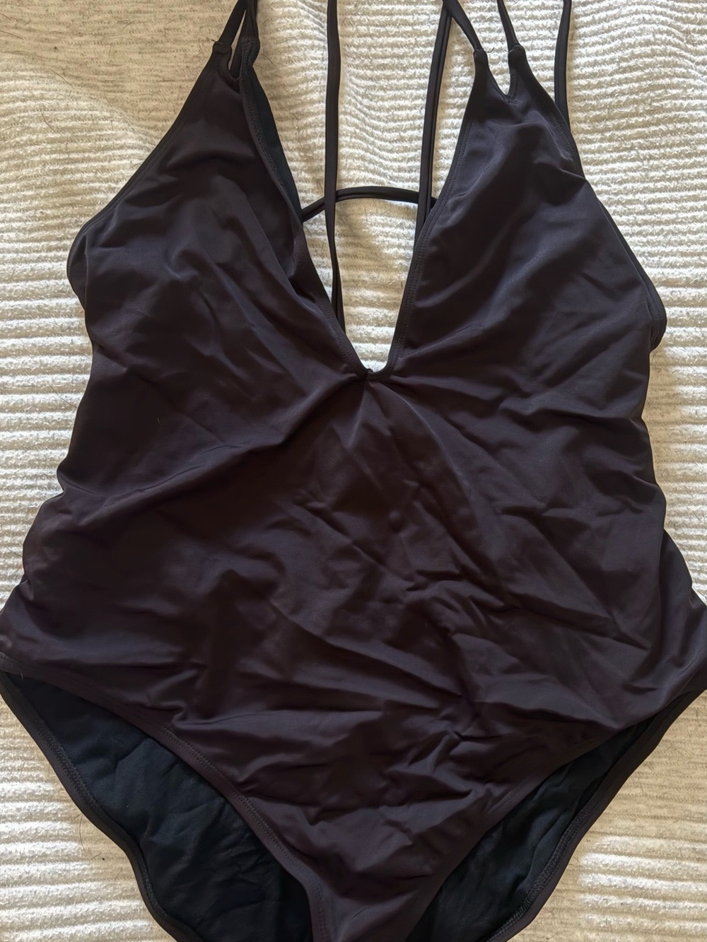 Strappy One-Piece Swimsuit - Deep V Cut
